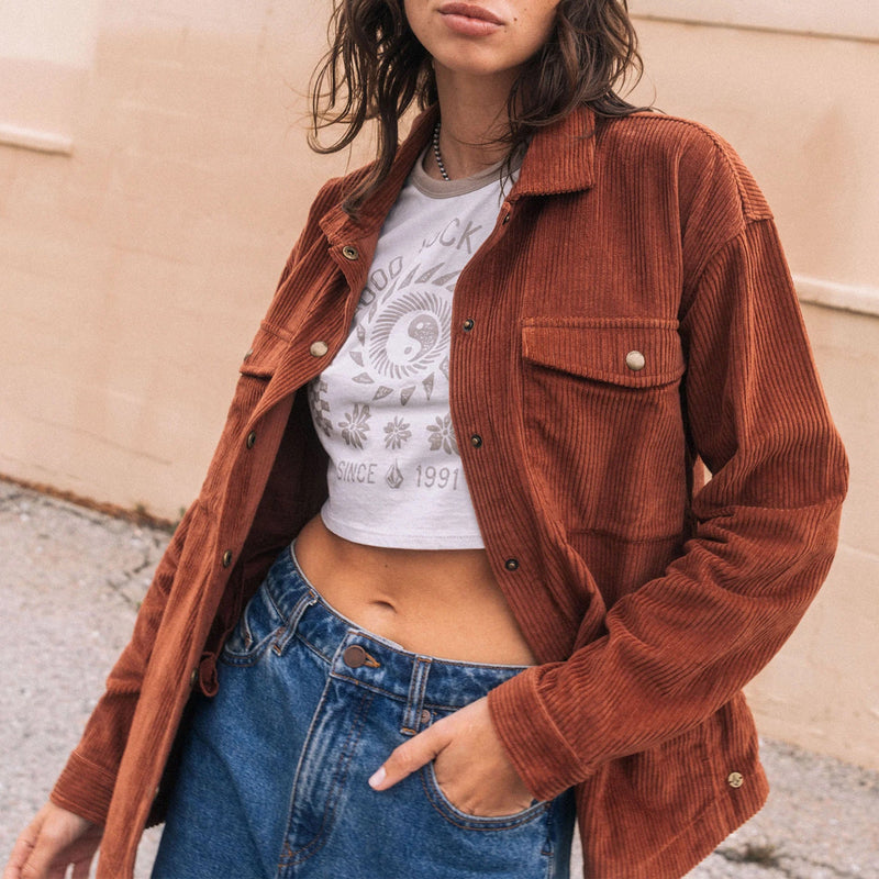 Load image into Gallery viewer, Volcom Women's Power Cord Shacket Jacket
