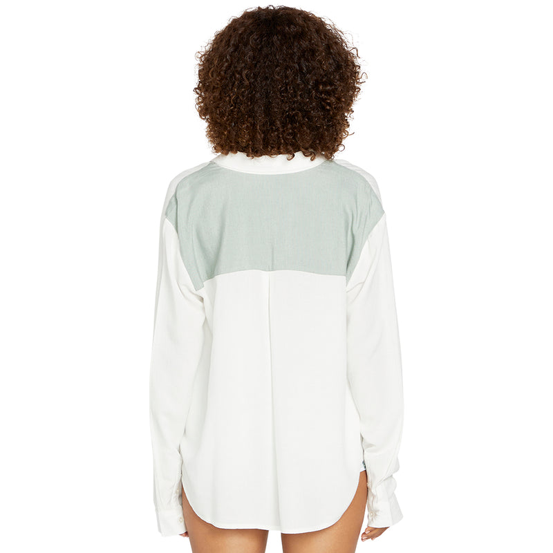 Load image into Gallery viewer, Volcom Women&#39;s Coco Ho Yoked Long Sleeve Button-Up Shirt
