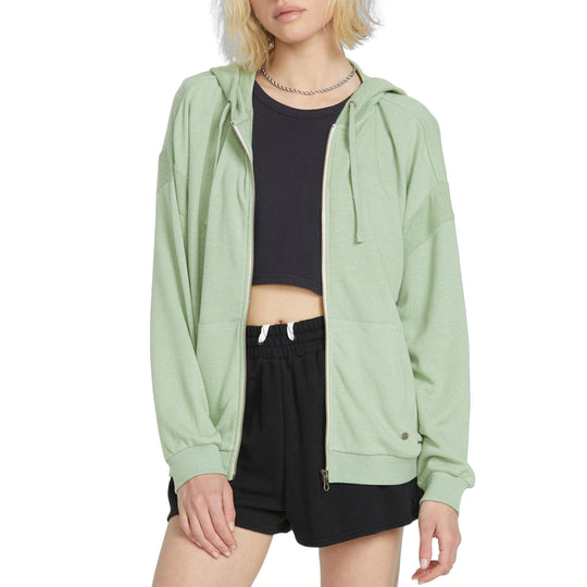 Volcom Women's Lived in Lounge Frenchie Zip Hoodie - Grass Green
