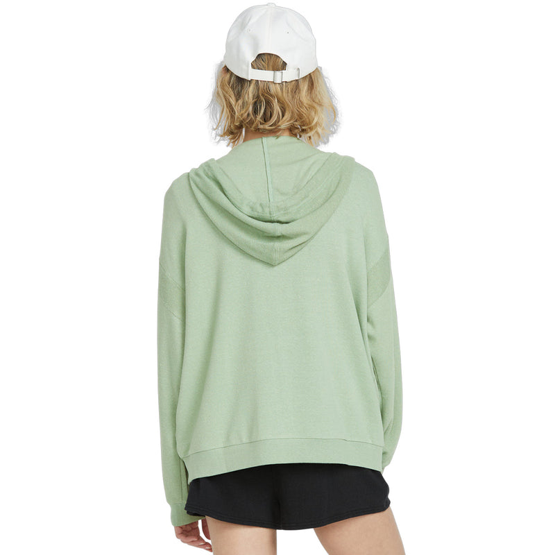 Load image into Gallery viewer, Volcom Women's Lived in Lounge Frenchie Zip Hoodie - Grass Green

