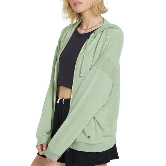 Volcom Women's Lived in Lounge Frenchie Zip Hoodie - Grass Green