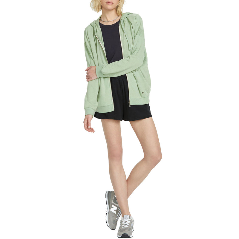 Load image into Gallery viewer, Volcom Women's Lived in Lounge Frenchie Zip Hoodie - Grass Green
