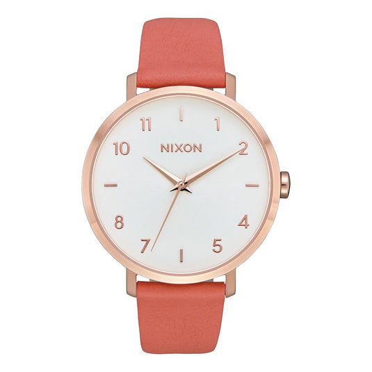 Nixon Women's Arrow Leather Watch - Rose Gold/Salmon