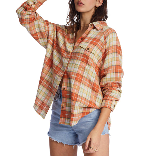 Billabong Women's Best Time Long Sleeve Button-Up Flannel Shirt - 2022