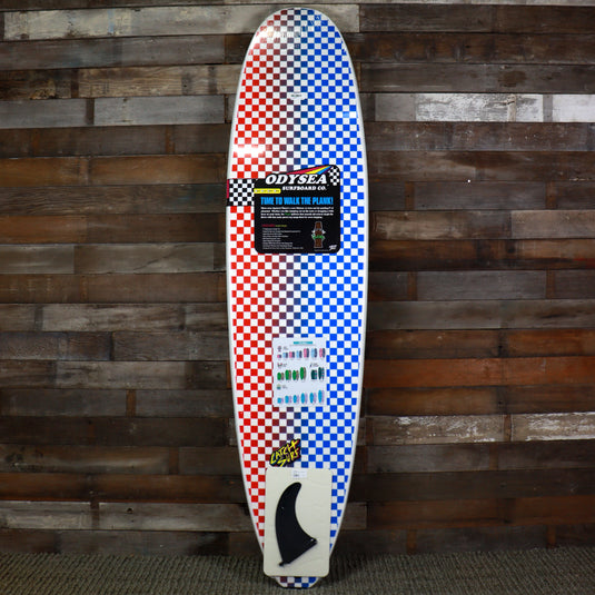 Catch Surf Odysea Plank Single Fin 8'0 x 23 x 3 ⅜ Surfboard - White/Checkers