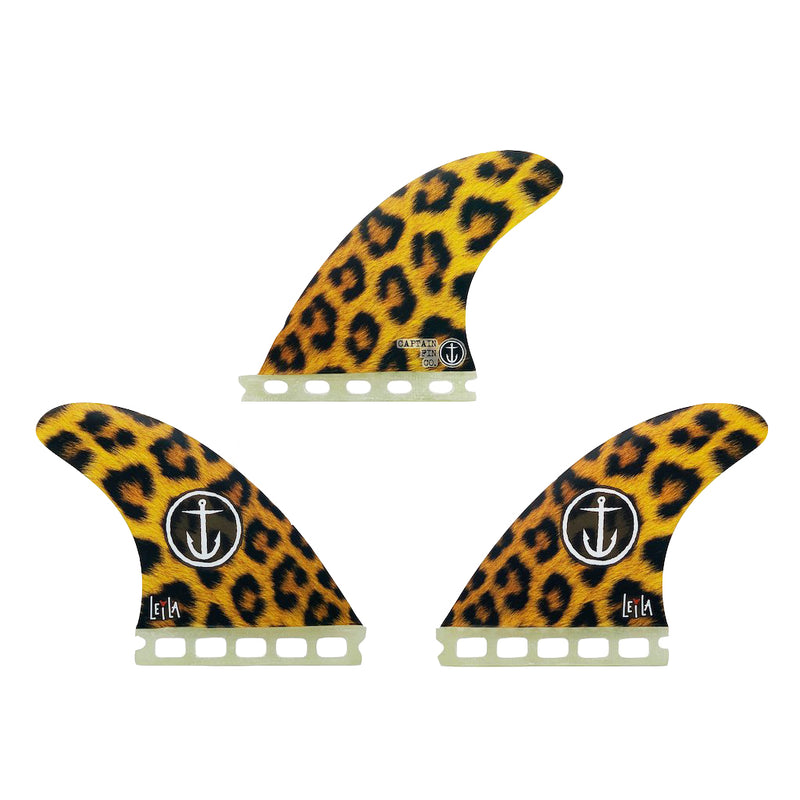 Load image into Gallery viewer, Captain Fin Co. Leila Hurst Futures Compatible Tri Fin Set - Small - Cheetah
