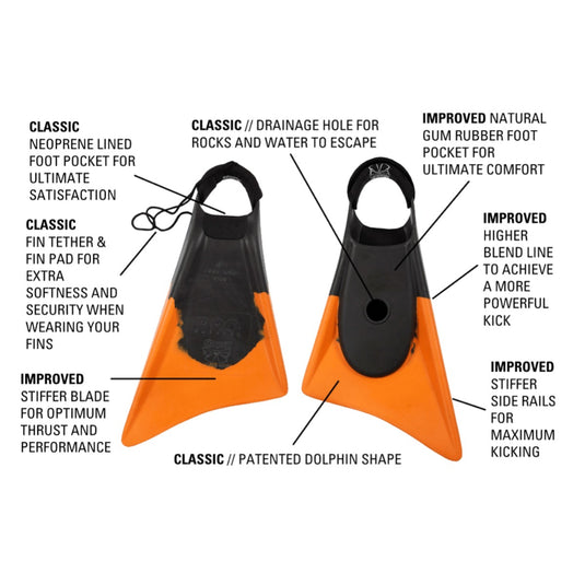 Churchill Makapuu Pro Swim Fins - Black/Orange