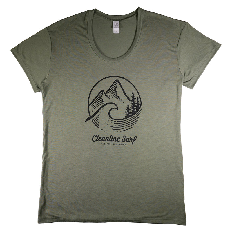 Load image into Gallery viewer, Cleanline Women&#39;s Pacific Northwest Slouchy T-Shirt - Army Green
