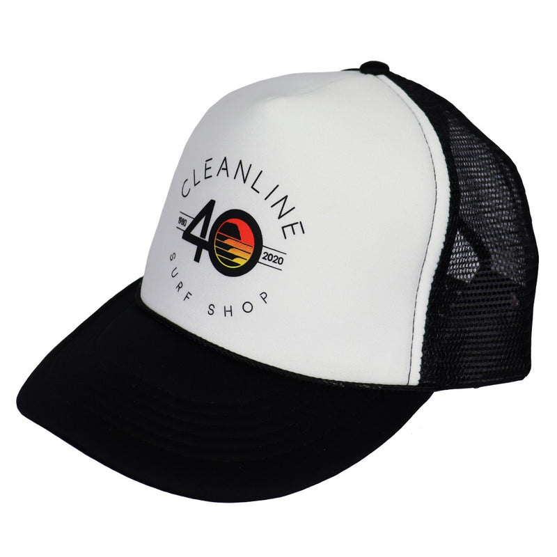 Load image into Gallery viewer, Cleanline #40 Arch Trucker Hat - White/Black
