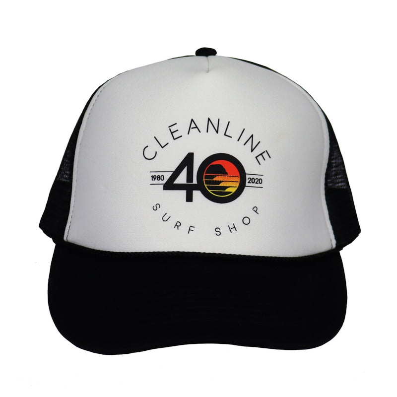 Load image into Gallery viewer, Cleanline #40 Arch Trucker Hat - White/Black
