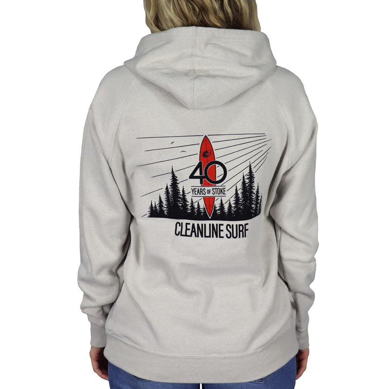 Load image into Gallery viewer, Cleanline Women&#39;s Red Board #40 Hoodie - Stone Heather
