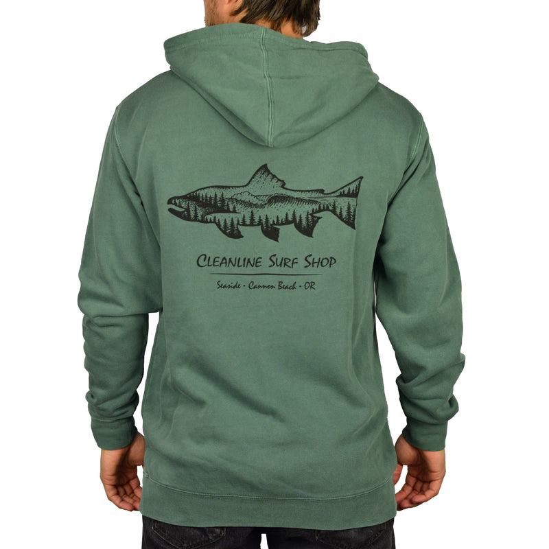 Load image into Gallery viewer, Cleanline Salmon Pullover Hoodie - Pigment Alpine Green
