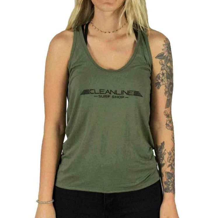 Load image into Gallery viewer, Cleanline Women&#39;s Wings Tank Top - Army Green
