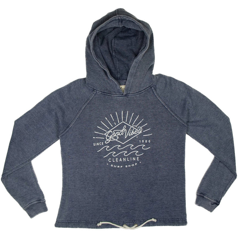 Load image into Gallery viewer, Cleanline Women&#39;s Good Vibes Hoody - Navy
