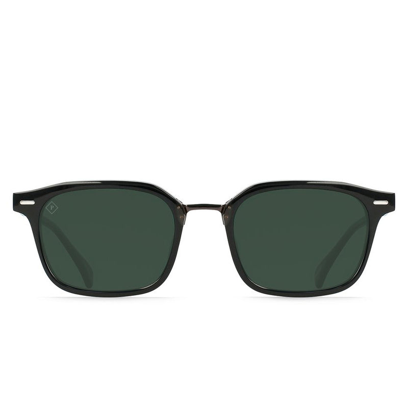 Load image into Gallery viewer, Raen Bastien Polarized Sunglasses - Crystal Black/Green - front
