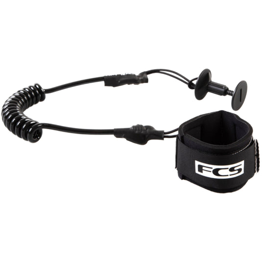 FCS Bodyboard Coiled Classic Leash - Black/White 1