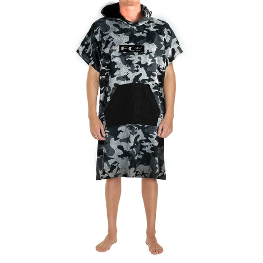 FCS Youth Hooded Towel Changing Poncho - Grey Camo/Black