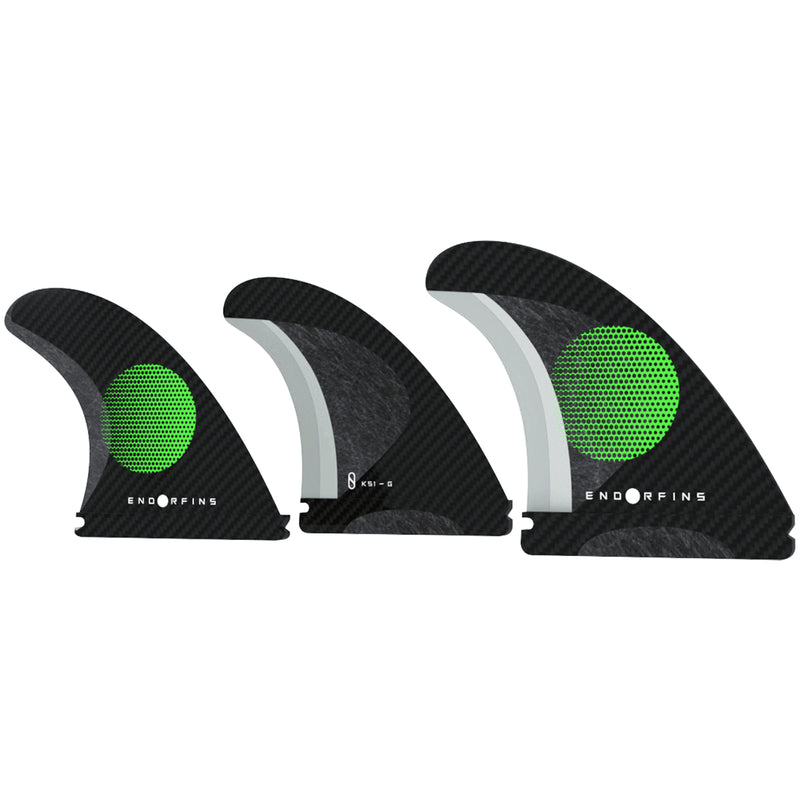 Load image into Gallery viewer, Endorfins KS1 Grom Futures Tri Fin Set - Small - Black/Green
