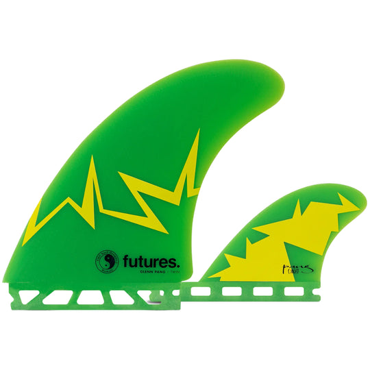 Futures Glenn Pang Twin + 1 Fin Set - Green/Yellow