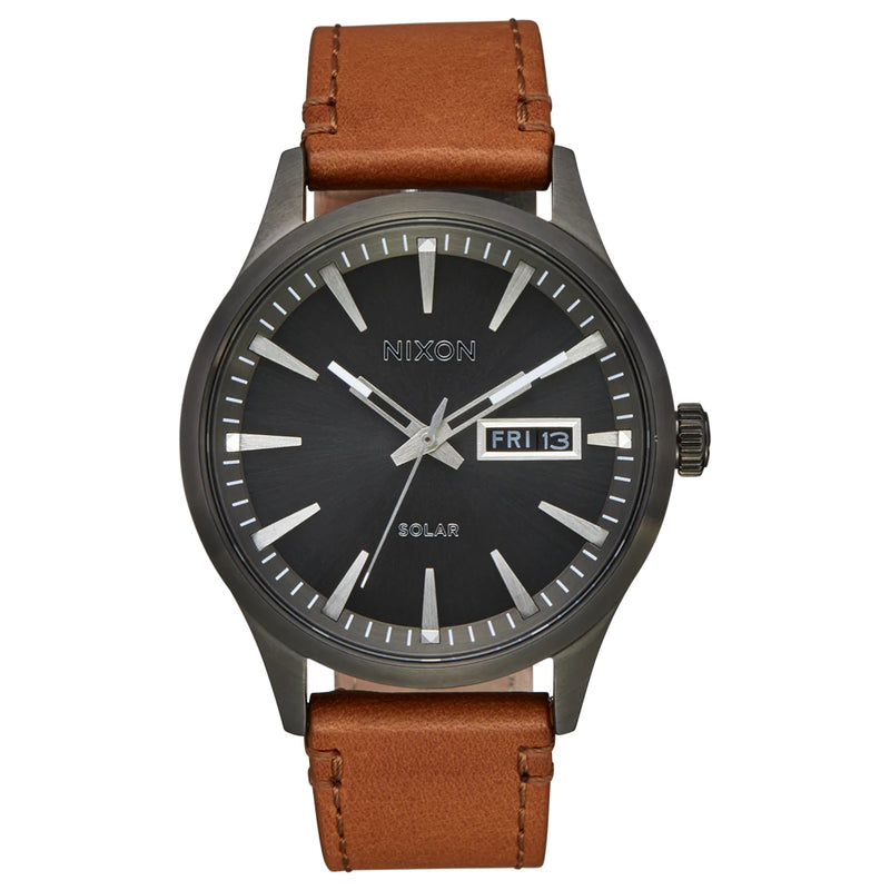 Load image into Gallery viewer, Nixon Sentry Solar Leather Watch
