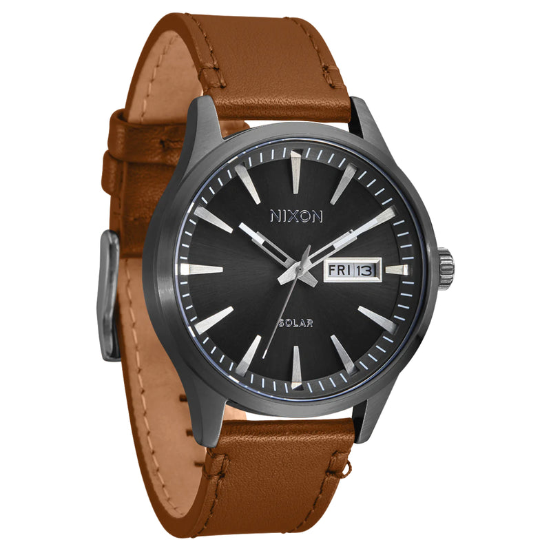 Load image into Gallery viewer, Nixon Sentry Solar Leather Watch
