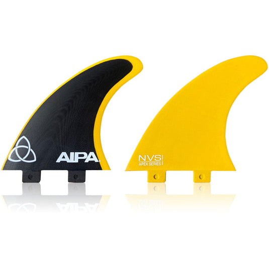 NVS Aipa Ahi Apex Series FCS Compatible Twin Fin Set - Black/Yellow
