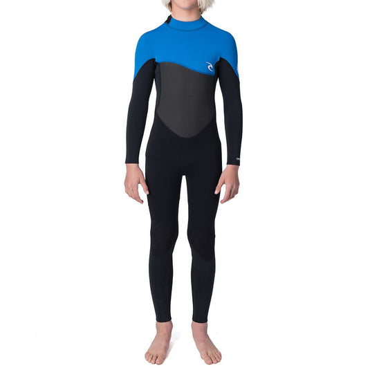 Rip Curl Youth Omega 4/3 Back Zip Wetsuit - blue front