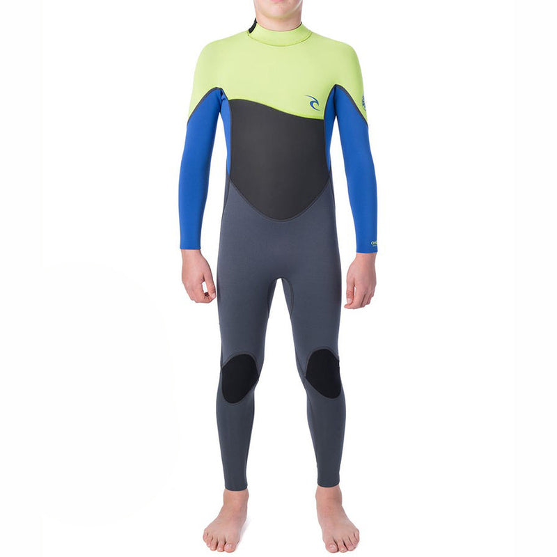 Load image into Gallery viewer, Rip Curl Youth Omega 4/3 Back Zip Wetsuit - lime front
