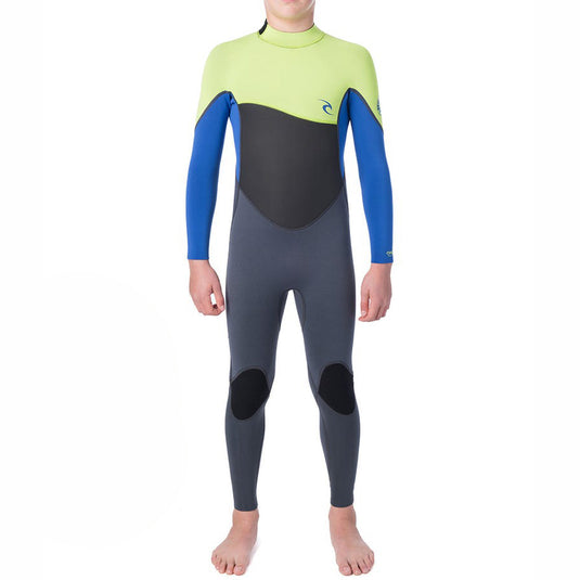 Rip Curl Youth Omega 4/3 Back Zip Wetsuit - lime front