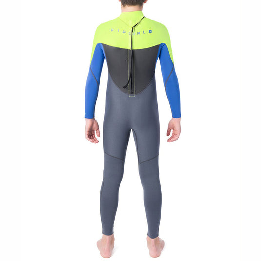 Rip Curl Youth Omega 4/3 Back Zip Wetsuit - lime back