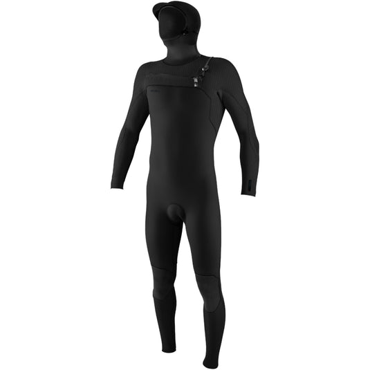 O'Neill Youth Hyperfreak 5/4+ Hooded Chest Zip Wetsuit - Black