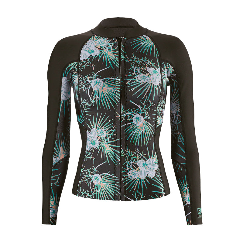 Load image into Gallery viewer, Patagonia Women&#39;s R1 Lite Yulex  Long Sleeve Chest Zip Top - Bayou Palmetto/Ink Black - Front
