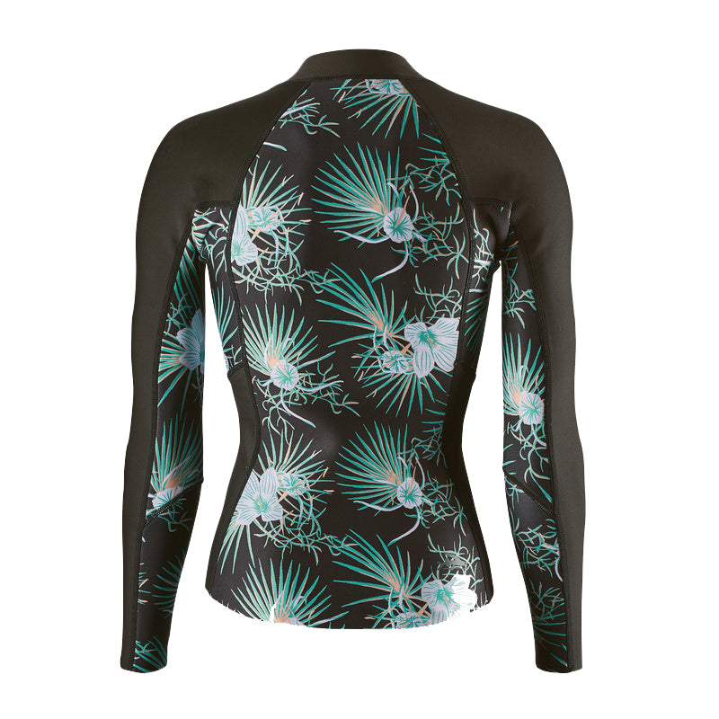 Load image into Gallery viewer, Patagonia Women&#39;s R1 Lite Yulex  Long Sleeve Chest Zip Top - Bayou Palmetto/Ink Black - Back
