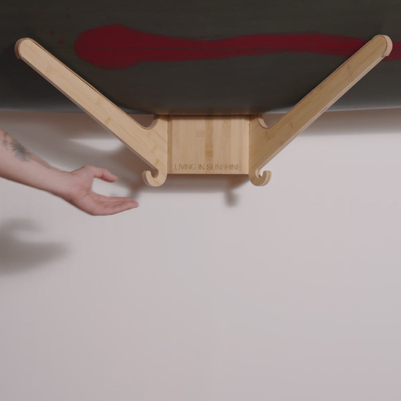 Load and play video in Gallery viewer, Liss The Sun Rack Surfboard Wall Mount 6
