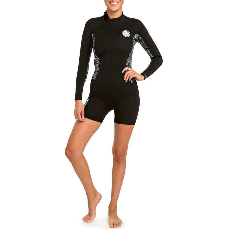Load image into Gallery viewer, Rip Curl Women&#39;s Dawn Patrol 2mm Long Sleeve Back Zip Spring Wetsuit - Black/White
