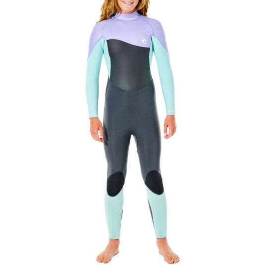 Rip Curl Youth Omega 4/3 Back Zip Wetsuit - blue front