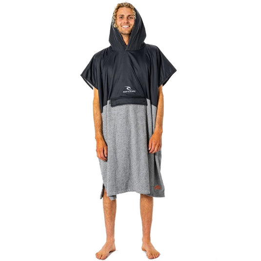 Rip Curl Viral Anti-Series Hooded Towel Changing Poncho - Black/Grey