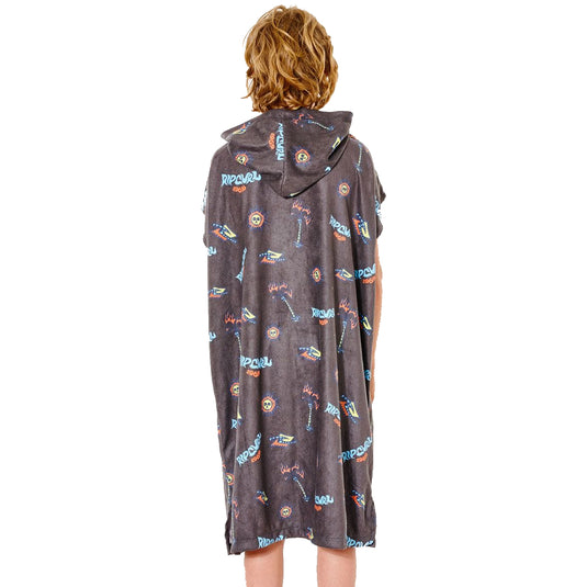 Rip Curl Youth Adjust Hooded Towel Changing Poncho - Charcoal Grey