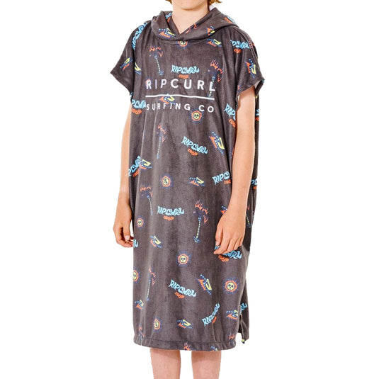 Rip Curl Youth Adjust Hooded Towel Changing Poncho - Charcoal Grey