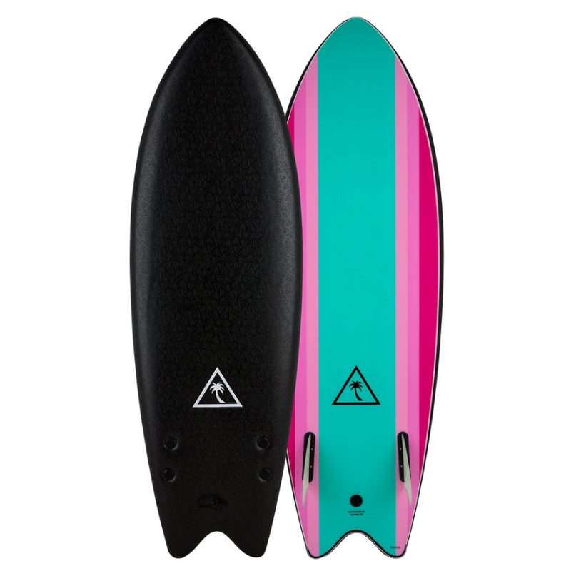 Load image into Gallery viewer, Catch Surf Retro Fish 5’6 x 21.65 x 2.95 Surfboard  - Black/Turquoise
