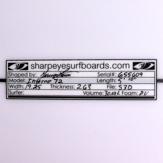 Sharp Eye Inferno 72 5'10 x 19 ¼ x 2 ⅝ Surfboard – Cleanline Surf