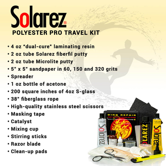 Solarez Polyester Pro Travel Ding Repair Kit