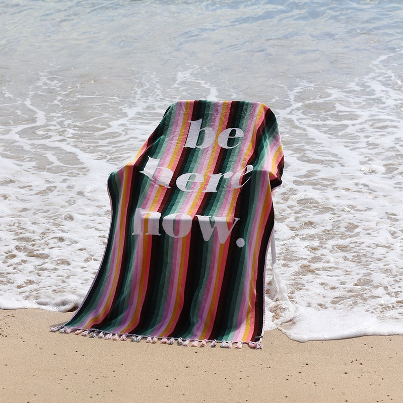 Load image into Gallery viewer, Slowtide Be Here Now Woven Beach Towel
