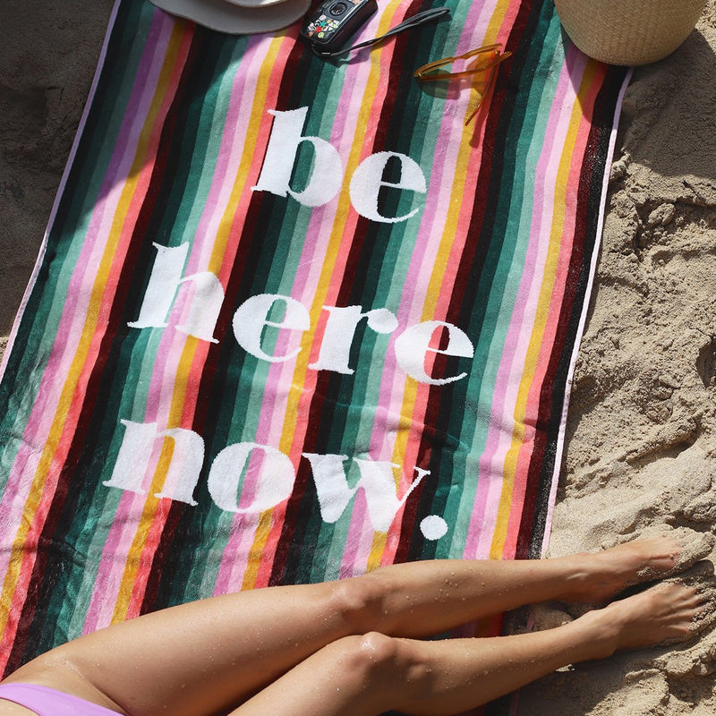 Load image into Gallery viewer, Slowtide Be Here Now Woven Beach Towel
