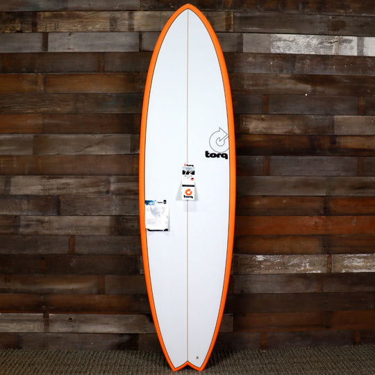 Torq Mod Fish TET 7'2 × 22 ½ × 3 Surfboard - Orange Rail Pinline • DAMAGED