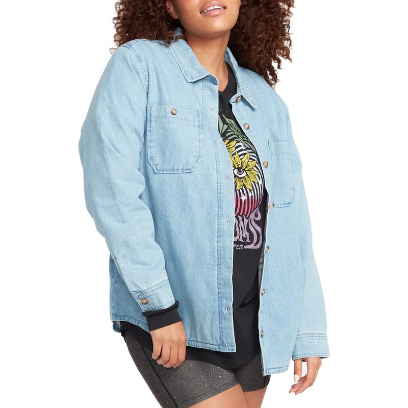 Load image into Gallery viewer, Volcom Women&#39;s Layer Me Shacket Button Down Jacket
