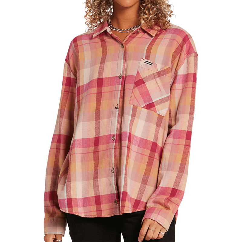 Load image into Gallery viewer, Volcom Women&#39;s Plaid To Meet U Button Down Flannel
