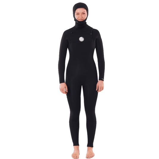 Rip Curl Women's 5/4 Dawn Patrol Hooded Chest Zip Wetsuit - Front
